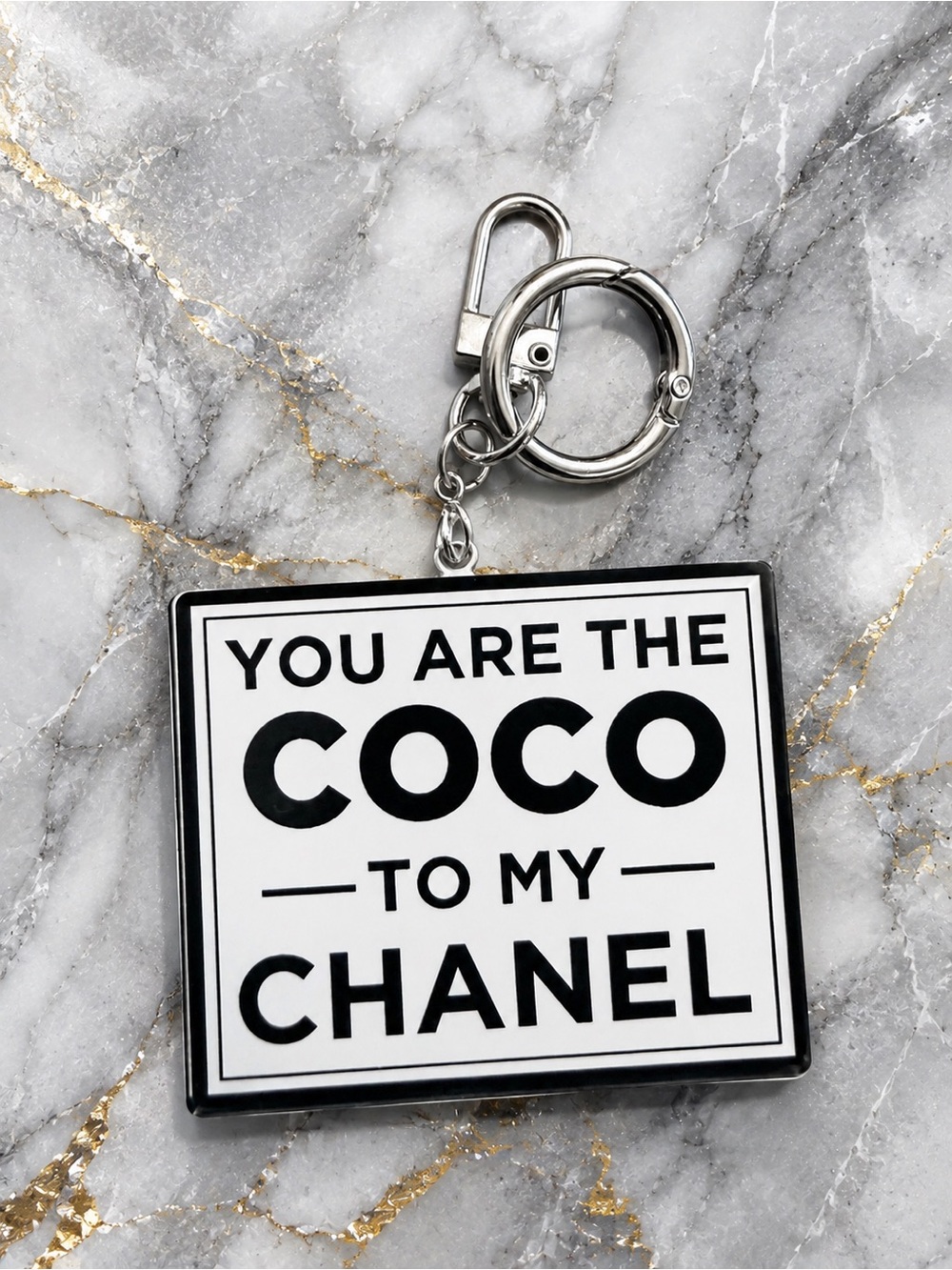 Coco to My Chanel Keychain Bag Charm Black & White Fashion Accessory